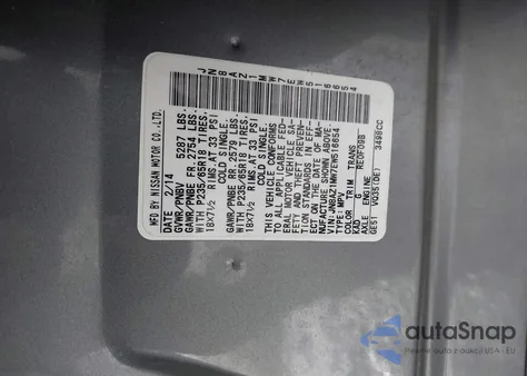 2014 Nissan Murano Sl from USA, damaged, VIN JN8AZ1MW7EW516654